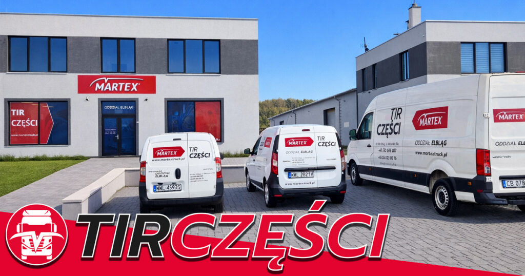 Flota aut dostawczych TIR Części Elbląg przed hurtownią