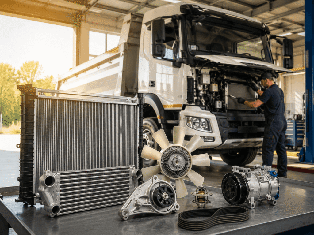 Mechanik sprawdzający układ chłodzenia TIR w Elblągu