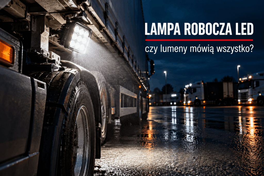 Lampa robocza LED do ciężarówki zamontowana przy pojeździe TIR